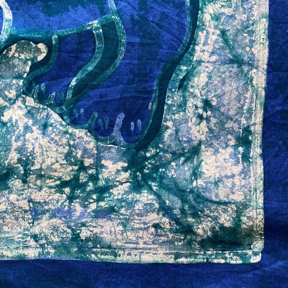 African Batik Hippo Hand Dyed Fabric Panel by Artist Theodore Asshola - Picture 7 of 8